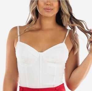 NWOT Sweetheart Neckline Bodysuit with Thong - White - Small